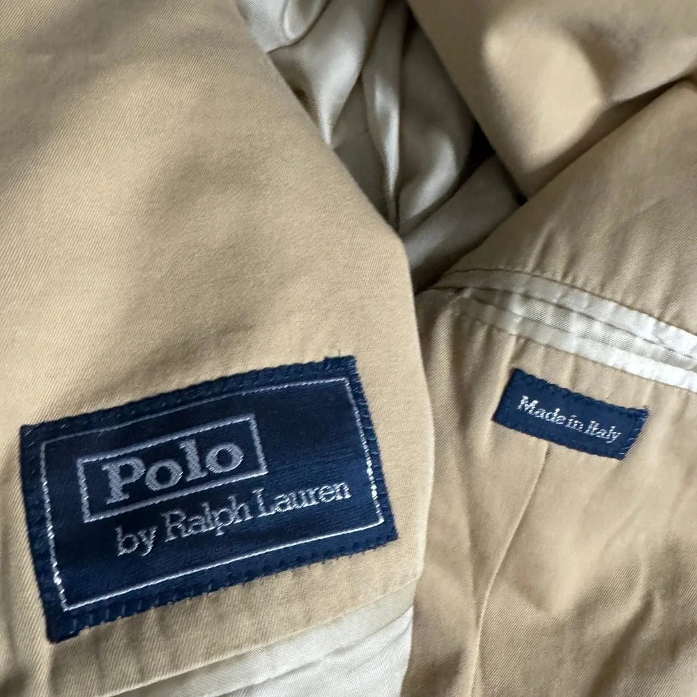 Polo Ralph Lauren‎ Made In Italy Tan Cotton Two Button Sport Coat Blazer 42R - Picture 4 of 10